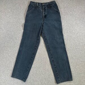 Wrangler VINTAGE Jeans Womens 11 Western Yoke Black High Rise Straight Leg Denim
